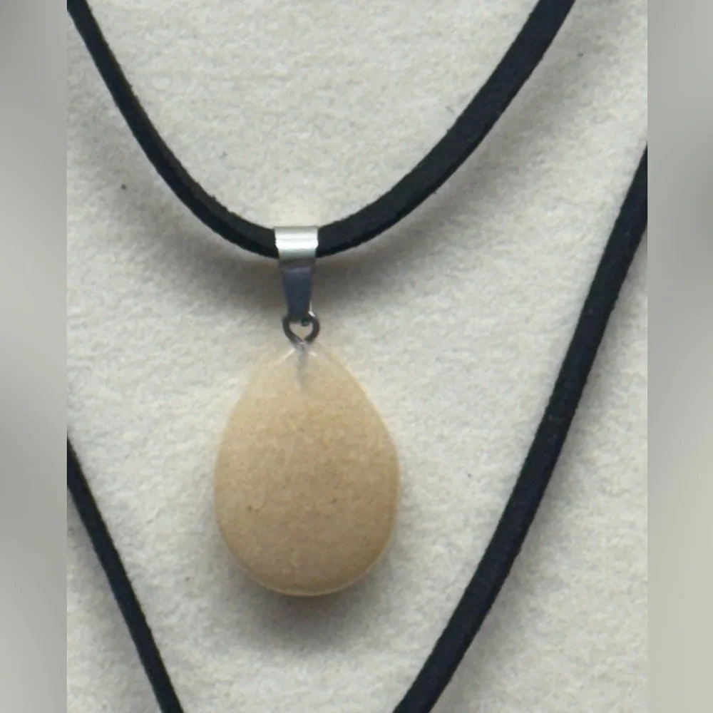 Set of 2 Natural Stone Drop Pendant Suede & Faux
Leather String Cord Necklaces - Picture 5 of 9